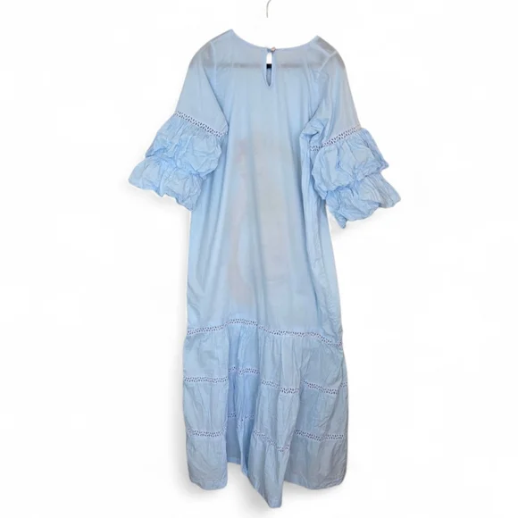 Baby Blue African Boubou Maxi Dress With Embroidery - Picture 2 of 10